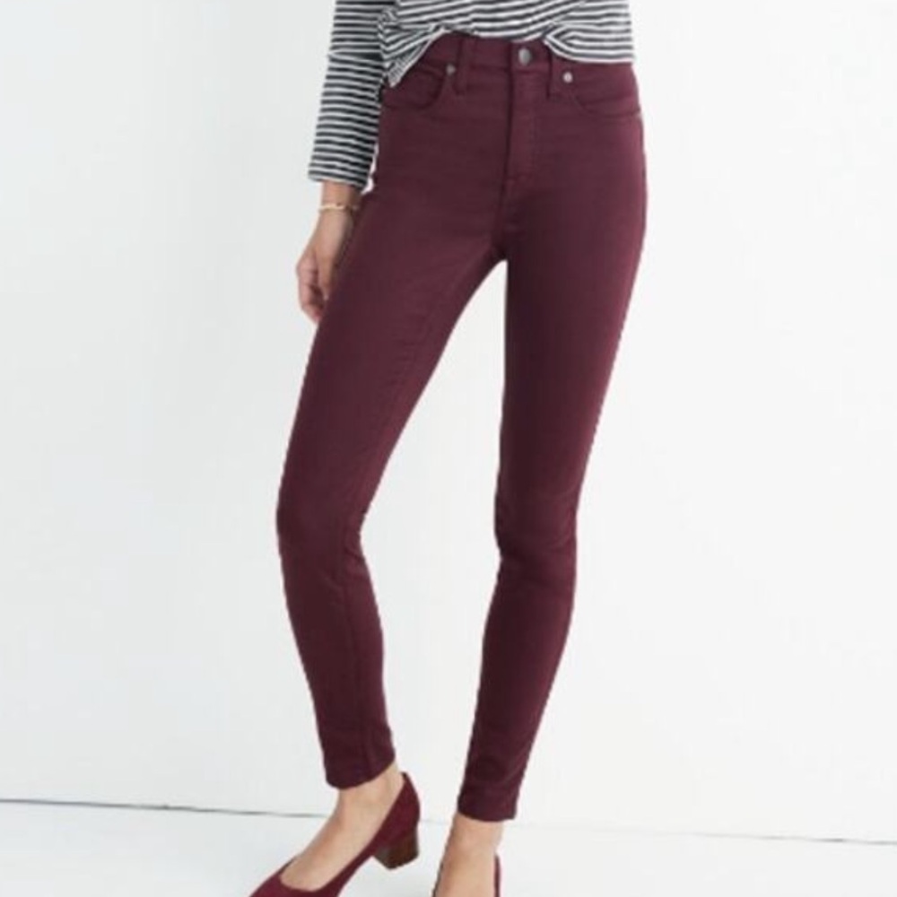 Madewell high rise skinny jeans burgundy